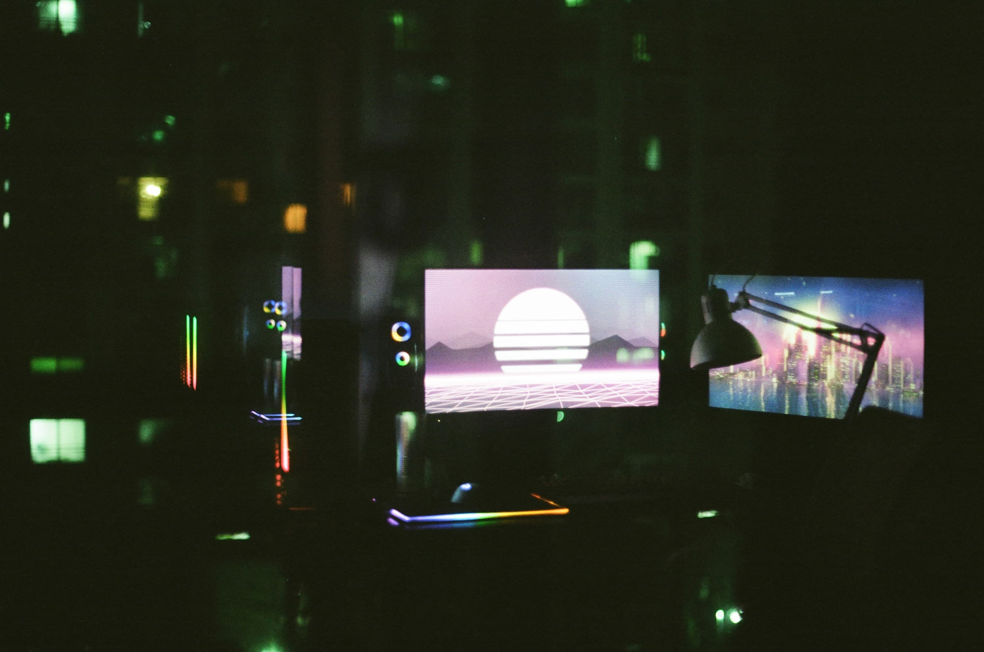 Devices light a darkened rooom