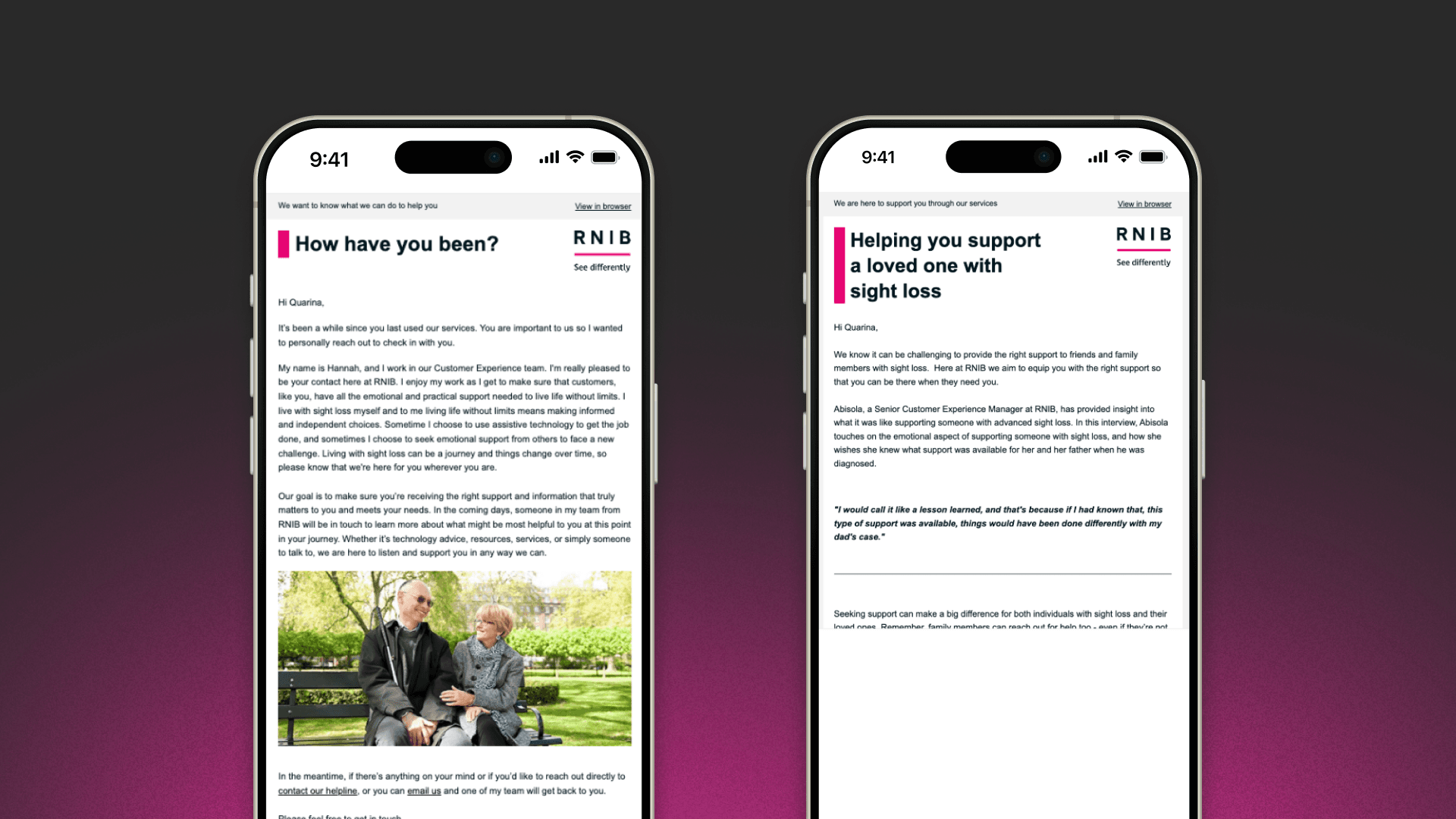 RNIB Email Journey Banner